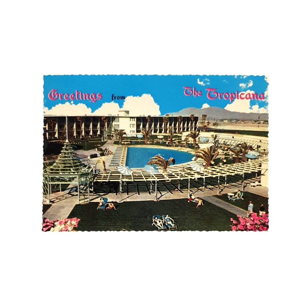 Tropicana Hotel Las Vegas Vintage Postcard Greetings c1950's Pool View Unused